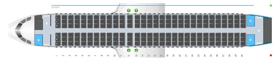 AJet Airbus A320 салон схемасы