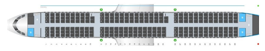 AJet Airbus A321 салон схемасы