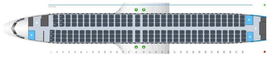 AJet Boeing 737 MAX 8 салон схемасы